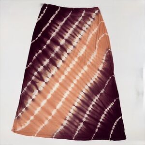 FADED GLORY Peach & Burgundy Tie-dye Maxi Skirt womens size XL 16 -18
